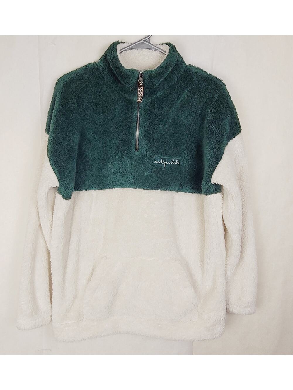 Summit Sportswear green and white Michigan State teddy fleece pullover Size S